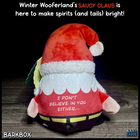 Bark Box Saucy Claus Dog Toy L Large 50+ lbs Squeak, Crinkle New Christmas - Picture 2 of 9